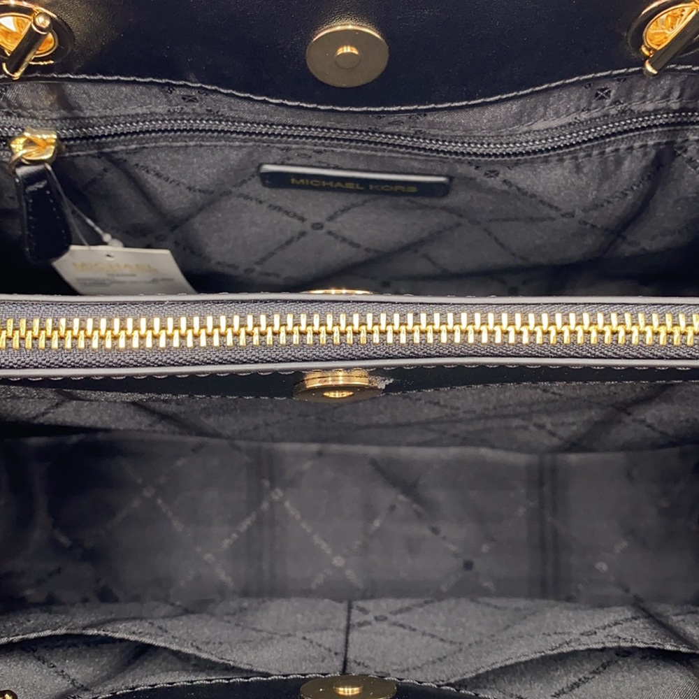 MICHAEL KORS TEAGEN LG LONG DROP SATCHEL BLACK - Picture 14 of 16